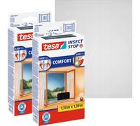 tesa 2x moustiquaire confort fenêtre sans percer gris 1,3x1,3 m
