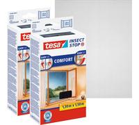 tesa 2x moustiquaire confort fenêtre sans percer gris 1,3x1,5 m
