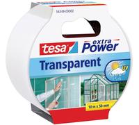 tesa extra Power Ruban Adhésif Transparent - Adhésif Duct Tape Imperméable pour la Réparation de Verre Fissuré ou de Matières Plastiques - 10 m x 50 mm - Transparent
