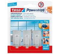 Tesa 57540-00012-00 Powerstrips 3 Mini Crochets Rectangulaires + 4 Mini Languettes Chrome
