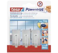 Tesa 575400001201 Powerstrips Pack de 3 Mini Crochets rectangulaire avec 4 Mini Languettes Chrome
