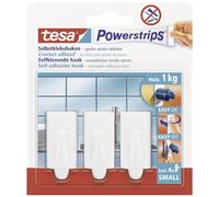 Tesa 575590000001 Powerstrips Pack de 3 Mini Crochets design avec 4 Mini Languettes Blanc