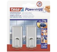 tesa Crochets Powerstrips® Large classique 58051-00010-20 Chrome, 2 pièces