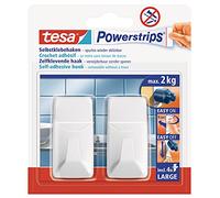 tesa Crochets Powerstrips LARGE Rectangle – Pack de 2 – 2 kg – Blanc