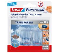 Tesa 588130000000 Powerstrips Pack de 2 Crochets déco avec 4 Languettes L Transparent