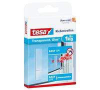 Tesa 77733-00-00 Lot de 8 Languettes adhésives 1 Kg, Transparent | Avec tesa Powerstrips - Utilisation en intérieur - Charge max. 1 kg - Pour réutiliser le crochet adhésif transparent tesa