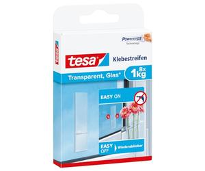 Tesa 77733-00-00 Lot de 8 Languettes adhésives 1 Kg, Transparent | Avec tesa Powerstrips - Utilisation en intérieur - Charge max. 1 kg - Pour réutiliser le crochet adhésif transparent tesa
