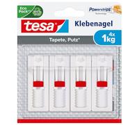Tesa 77774 Lot de 4 Clous adhésifs Réglables en Hauteur pour Papier peint et Plâtre Blanc 1 kg
