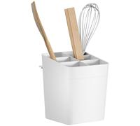 Tesa Accessoires de Cuisine Porte-ustensiles de Cuisine - Récipient Adhésif pour Ranger les Ustensiles de Cuisine - avec Adaptateur, Montage Mural sans Percer - Blanc