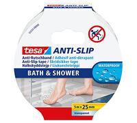 Tesa ANTI-SLIP Adhésif Antidérapant Bain & Douche Waterproof - Bande Adhésive Antidérapante de Protection pour Surfaces et Sols Glissants - Transparent - 5 m x 25 mm
