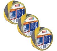 tesa Antidérapant 60950 DIN 51130 - Bande antidérapante avec effet antidérapant pour une marche sûre dans les zones de travail à risque - noir-jaune - 15 m x 5 cm | Pack de 3