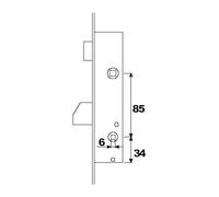 Tesa Assa Abloy 2210253 Serrure monopoint pour profilé métallique, 2214200AI