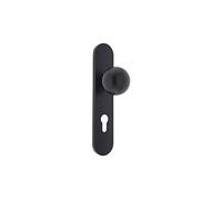 TESA Assa Abloy commande extérieure pour garniture antipaniques en applique, poignée bouton fixe avec trou de clé 72 mm, noire, vis incluses