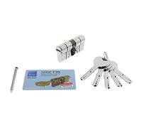 Tesa Assa Abloy, T75D3040N Cylindre de Haute sécurité, T70 DS, Double Embrayage, Levier Longue, Clé - Clé, Nickelé, 30 x 40 mm
