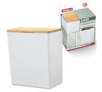 Tesa Baboo (L) - Boîte pour salle de bains, Avec couvercle bambou - Fixation au mur, sans perçage - Blanc, 182 mm x 210 mm x 102 mm Powerstrips Waterproof Strips XL