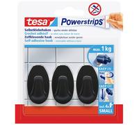 tesa Black Hooks S Crochet adhésif Powerstrips petit ovale (l x H) 14 mm x 34 mm noir Contenu: 3 pc(s)
