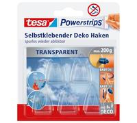 TESA Blist 5 crochets + 8 languettes Powerstrips DECO charge max 0,2 kg | Crochets adhésifs pour fixer des décorations sur du verre et des miroirs - Charge max. 200 g - S'enlèvent sans traces