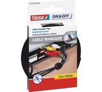 tesa® Cable Tie Tape - On & Off Cable Strip - Black - Can Be Cut to Size - 1 x 5