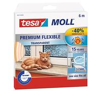 tesa Calfeutrer Joint Portes & Fenêtres - Comble TOUS les espaces Premium - Joint en Silicone Adhésif pour l'Isolation des Fenêtres et des Portes - Transparent - 6 m x 9 mm x 7 mm