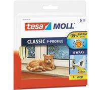 tesa Calfeutrer Joint portes & fenêtres - Profil P - Comble espaces MOYENS - Joint d'Isolation, en Caoutchouc pour Portes et Fenêtres - Blanc - 6 m x 9 mm x 5,5 mm