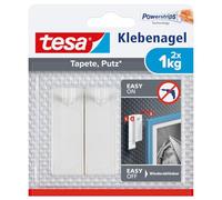 tesa Clou Adhésif pour Papier Peint & Plâtre 1kg - Paquet de 2 Clous Adhésifs et 6 Languettes Adhésives