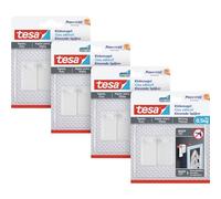 tesa Clous adhésifs - Papier peint et enduit - 0,5 kg - 4x2 + Powerstrips | Lot de 4 clous muraux autocollants pour surfaces délicates - Charge max. 0,5 kg/clou - Sans perçage - S'enlèvent sans traces