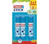 tesa Stick de colle pour papier et carton – sans solvant, écologique – 3 x 10 g, bleu