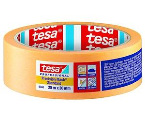 tesa Crêpe de précision 4344 Standard - Pack de 6 - Crêpe de peintre professionnel avec support papier fin - pour masquer et couvrir avec précision - orange - 50 m x 25 mm chaque