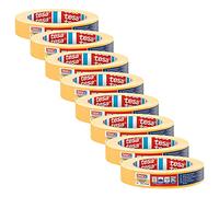 tesa Crêpe de précision 4344 Standard - Pack de 8 - Crêpe de peintre professionnel avec support papier fin - pour masquer et couvrir avec précision - orange - 50 m x 19 mm chaque
