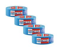 tesa Crêpe de précision 4440 Extérieur Ruban de peintre UV-PLUS - Pack de 4 - Crêpe de peintre résistant aux intempéries pour l'extérieur - pour masquer et couvrir avec précision - bleu - 50 m x 38 mm