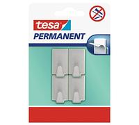 Tesa Crochets Rectangulaires Métal Adhésifs Acier Inoxydable Brossé, Installation Rapide Sans Perçage, Idéal pour Cuisine et Salle de Bain Fixation Permanente pour Objets Légers