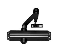 TESA DC120 DC120-D9005 Ferme-porte, EN 4, pour portes jusqu'à 80 kg, bras articulé, pour portes coupe-feu, finition noire RAL 9005, contrôle de fermeture réglable, touche finale réglable