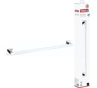 tesa DELUXXE Porte-serviettes chromé - Porte-serviettes de bain à fixer au mur sans percer, solution adhésive incluse