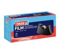 Tesa Dérouleur de Bureau Easy Cut CURVE Stable et Antidérapant avec Tampon Protecteur, Couteau Dentelé pour Découpe Nette Rechargeable pour Rouleaux Tesafilm 19 mm x 33 m