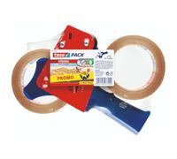 tesa Dérouleur de Ruban d'Emballage et tesapack Ruban d'Emballage en Kit - 2 x Ruban pour Colis de Haute Qualité avec 1 x Distributeur - Transparent - 66 m x 50 mm