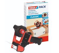tesa Dérouleur manuel Classic – Dévidoir, support métal pour rubans jusqu'à 50 mm – Rouge/Noir