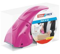 tesa Distributeur de ruban d'emballage Pack n Go - Largeur max. 50 mm - Longueur max. 66 m - Rose