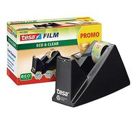 Tesa Dévidoir de ruban Adhésif Easy Cut Economy de Table avec ecoLogo + Rouleau - Dérouleur de Bureau Écologique - Technologie Antidérapante - Film Adhésif jusqu'à 10 m x 15 mm