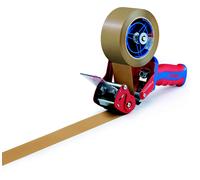 tesa® Dévidoir manuel pour rouleau de ruban adhésif jusqu'à 50 mm de large avec poignée pistolet - Bleu et rouge