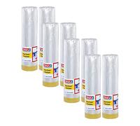 tesa Easy Cover 4365 Precision Lot de 8 films de peintre avec ruban adhésif pour masquer et couvrir pendant la peinture Ruban de masquage 2 en 1 avec film Transparent 33 m x 2,1 m
