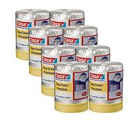 tesa Easy Cover 4365 Précision Lot de 8 films de peinture avec ruban adhésif pour coller et couvrir lors des travaux de peinture - Ruban adhésif 2 en 1 avec film - Transparent - 33 x 0,55 m