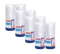 tesa Easy Cover 4369 UV Lot de 8 films de peinture avec ruban adhésif en tissu pour masquer et couvrir une utilisation en extérieur - Ruban de masquage 2 en 1 avec film - Bleu/mat - 14 m x 2,1 m