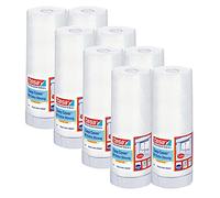 tesa Easy Cover 4373 Lot de 8 films de peinture UV ultra résistants translucides et durables avec ruban adhésif en tissu extra robuste pour l'extérieur Transparent 12 m x 1,4 m