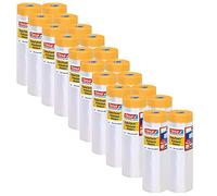 tesa Easy Cover 4402 Precision Standard Lot de 20 films de peintre avec ruban adhésif pour masquage et couverture 2 en 1 avec film incolore 33 m x 1,4 m