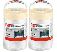 Tesa Easy Cover Film UNIVERSAL - Film de Masquage 2 en 1 pour Peinture et Ruban de Masquage - 25 m x 55 cm (Lot de 2)