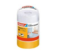 Tesa Easy Cover Perfect+ avec Recharge M - Ruban de Masquage 2-en-1 avec Film et Papier Washi - Pour Masquer et Recouvrir durant les Travaux de Peinture - 33 m x 55 cm