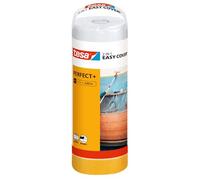 Tesa Easy Cover Perfect+ avec Recharge M - Ruban de Masquage 2-en-1 avec Film et Papier Washi - Pour Masquer et Recouvrir durant les Travaux de Peinture - 17 m x 2,60 m