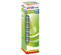tesa eco & clear ruban adhésif transparent - Bandes Double Face Écologiques, sans Solvant, Résistantes au Vieillissement avec Haute Adhésivité, 10 m x 15 mm - Pack de 10 rouleaux