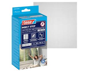 Tesa Ecran Anti-Pollen Transparent pour les Allergies - Pour Fenêtres S'ouvrant vers l'Intérieur - Découpable, avec Bande Auto-Aggripante - Gris Anthracite - 130 cm x 150 cm