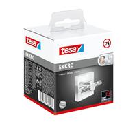 tesa Ekkro Crochet serviettes, finition brillante métal chromé, adhésif, technologie sans percer, 63 mm x 50 mm x 50 mm